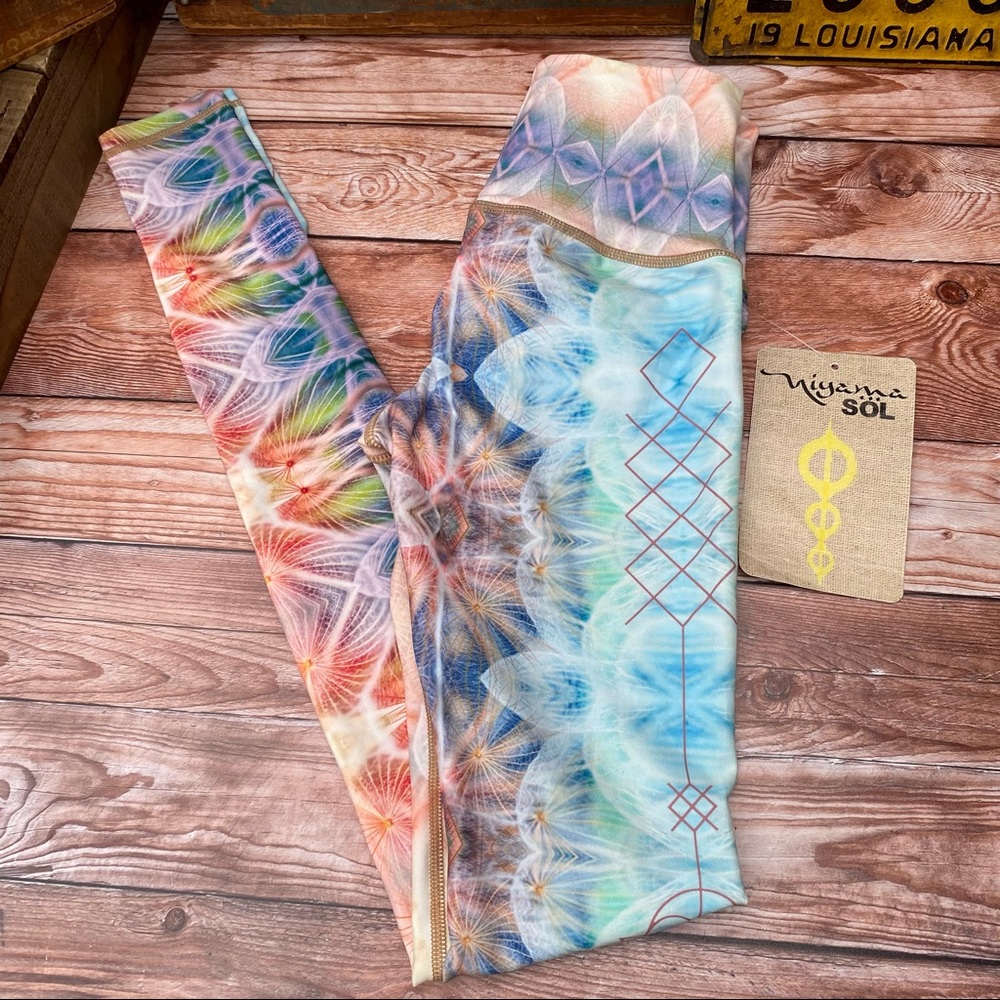 🆕🆕✨ NIYAMA SOL VINTAGE RARE DANDELION ENDLESS HI-WAIST LEGGING NWT XS + SMALL - Picture 4 of 12